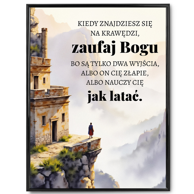 Obraz religijny w ramie 40x30 cm – Plakat z cytatem biblijnym + aluminiowa ramka ze szkłem