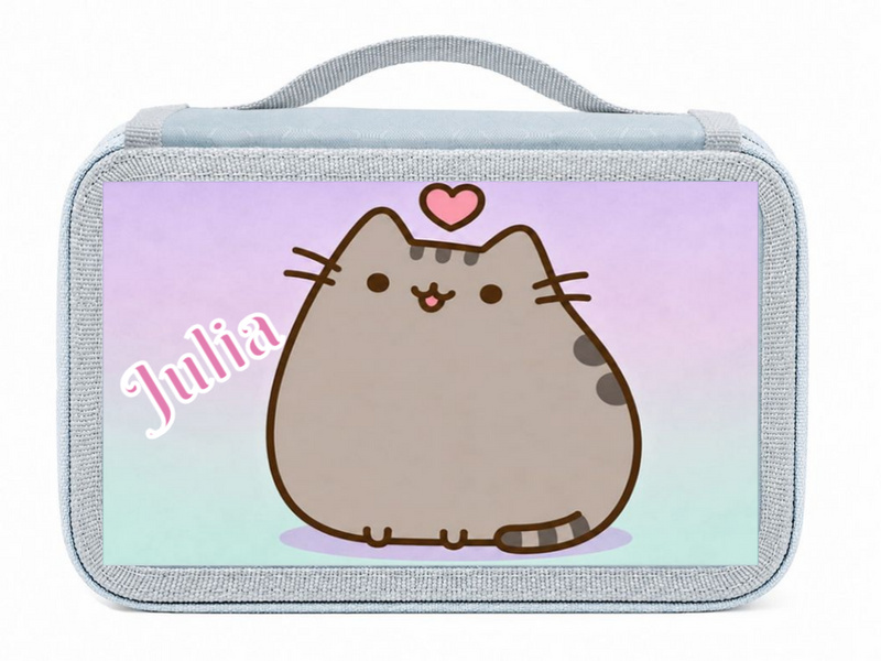 Personalizowany piórnik czterokomorowy z kotem Pusheen i imieniem