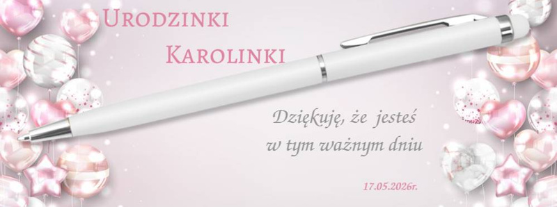 Podziękowania dla gości - urodzinki – personalizowany długopis z dedykacją i zdjęciem