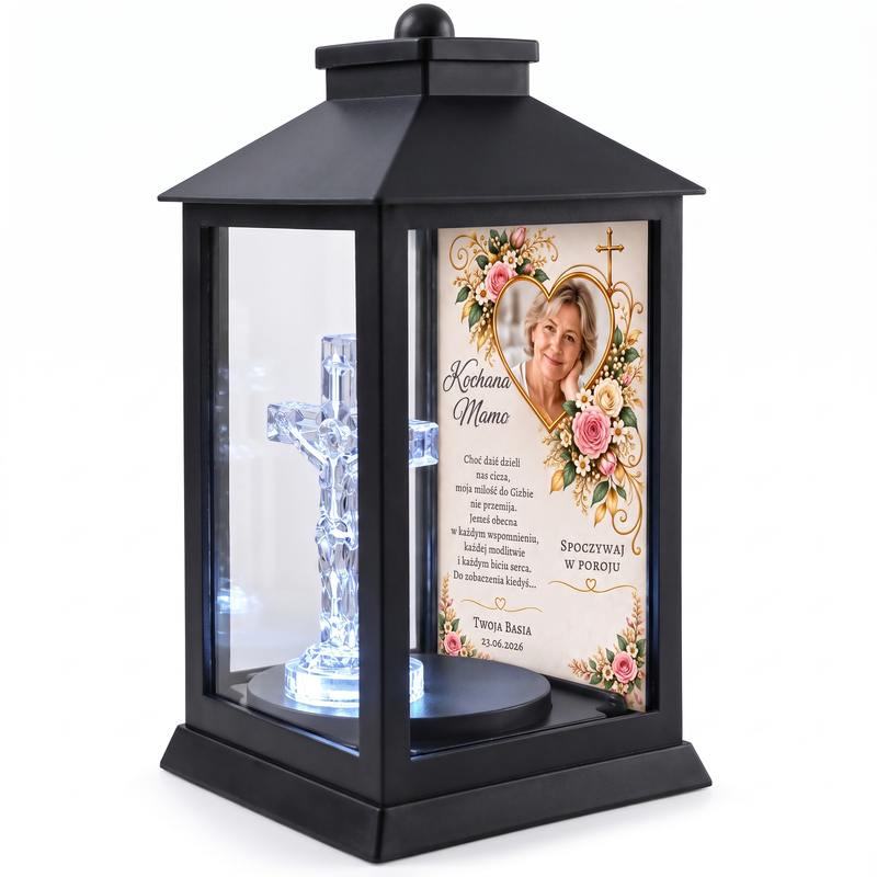 Znicz LED dla Dziadka – latarenka z krzyżem i personalizacją