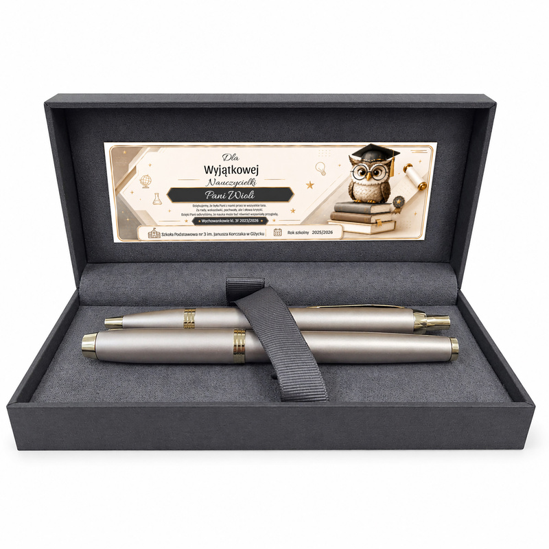 Parker IM Monochrome Champagne z grawerem i dedykacją – elegancki zestaw prezentowy