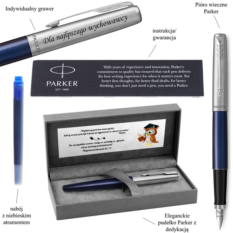 Dla nauczyciela pióro wieczne Parker Jotter Royal Blue z grawerem