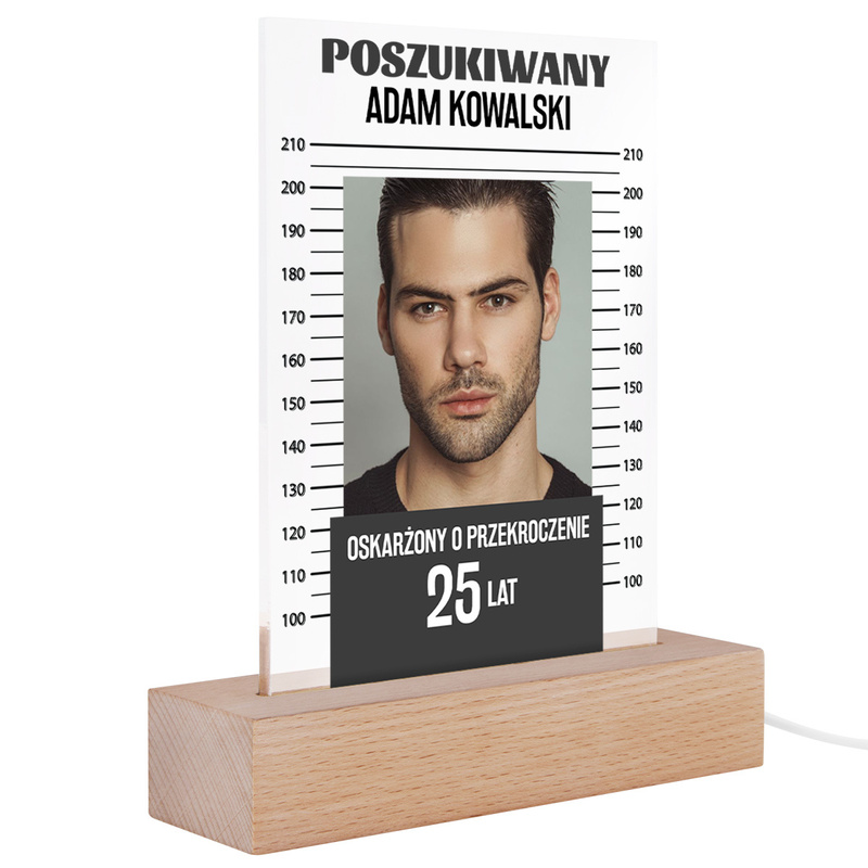 Urodzinowa ramka LED z akrylowego szkła z personalizacją nadruku