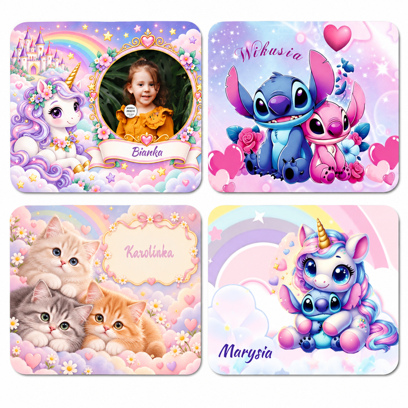 Personalizowana podkładka pod myszkę dla dzieci z imieniem lub zdjęciem – 22 × 18 cm