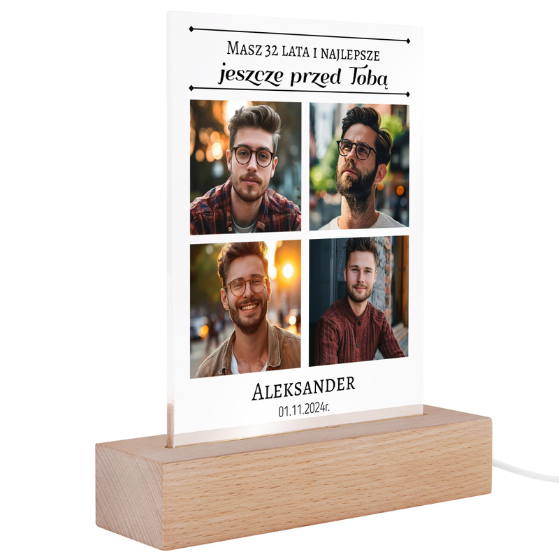 Personalizowana ramka LED z akrylowego szkła na urodziny