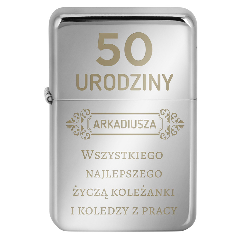 Zapalniczka benzynowa Tasman srebrny połysk Windproof z grawerem