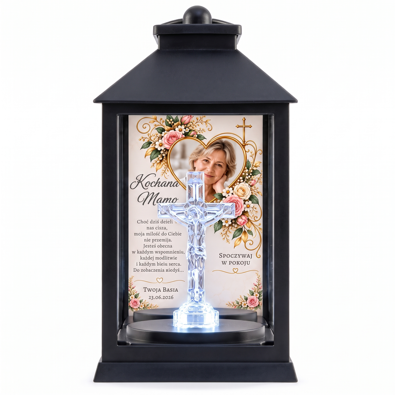 Znicz LED dla Dziadka – latarenka z krzyżem i personalizacją
