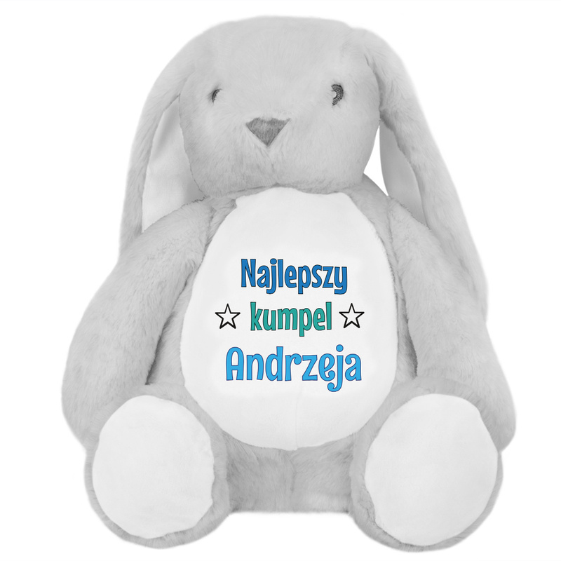 Pluszowy Króliczek Prezent na Chrzest Roczek z Nadrukiem