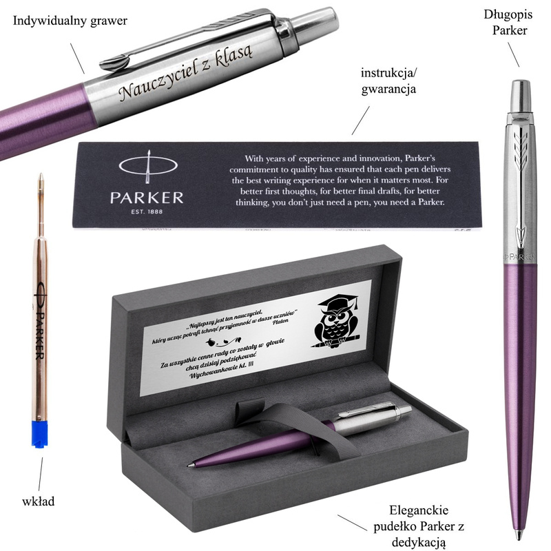 Długopis Parker Jotter CT Victoria Violet z grawerem i tabliczką