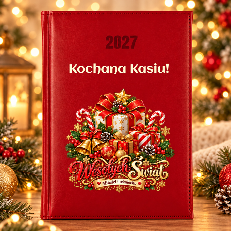 Personalizowany kalendarz książkowy 2027 dzienny – prezent na Święta