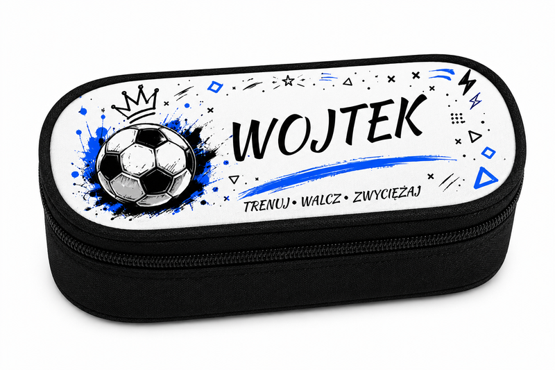 Personalizowany piórnik piłkarski z imieniem – piórnik dla fana piłki nożnej