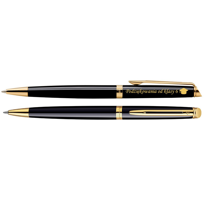 Czarny długopis Waterman Hemisphere GT z grawerem i tabliczką