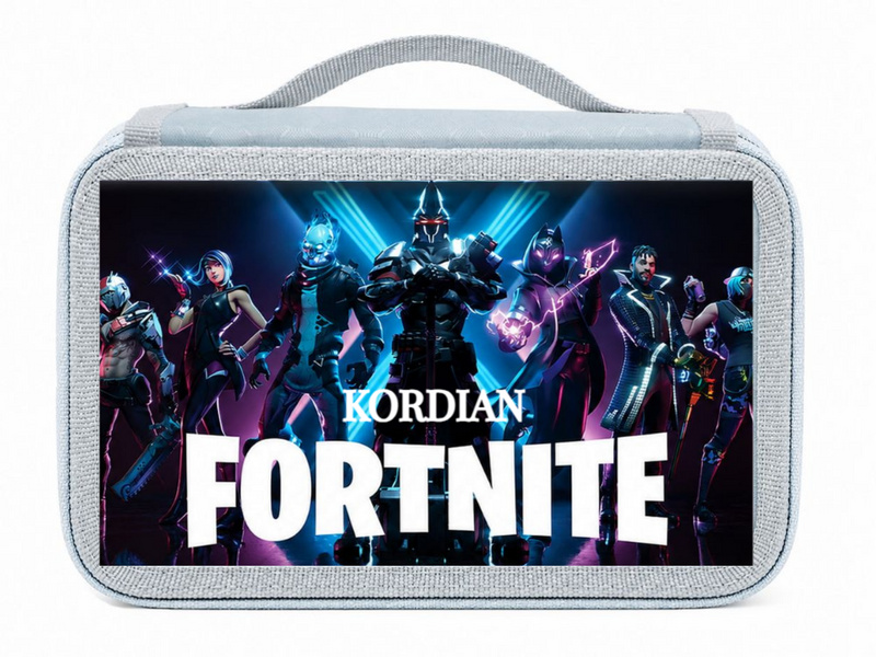 Personalizowany piórnik czterokomorowy z motywem Fortnite i imieniem