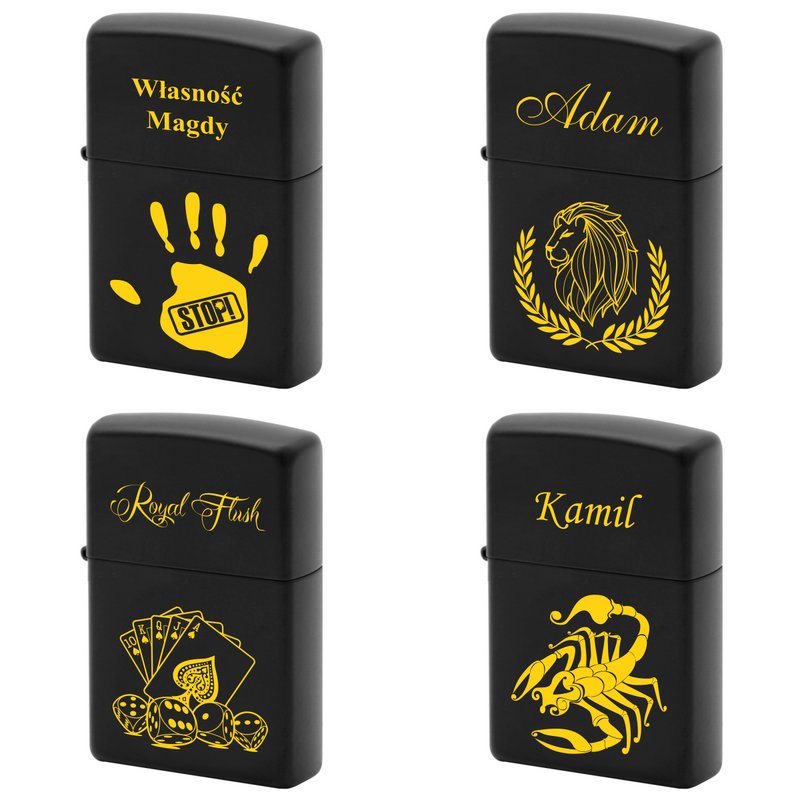 Zestaw Zippo 218 Black Matte Black Box z grawerem i benzyną