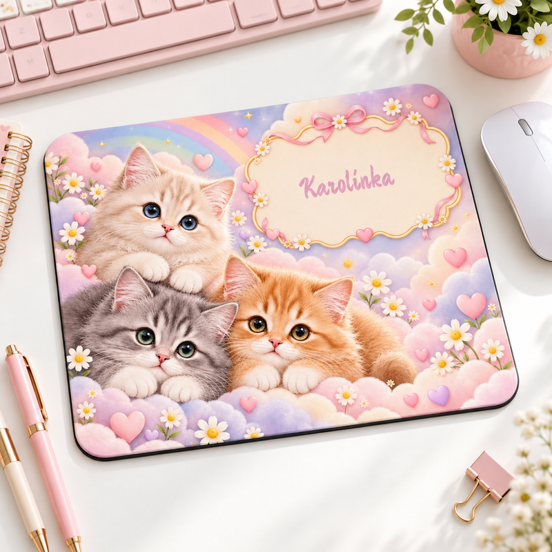 Personalizowana podkładka pod myszkę dla dzieci z imieniem lub zdjęciem – 22 × 18 cm