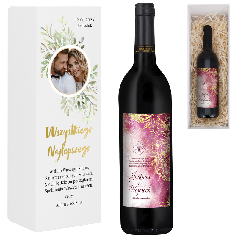 Personalizowane pudełko prezentowe na ślub 40 × 14 cm – własne zdjęcie, data i życzenia