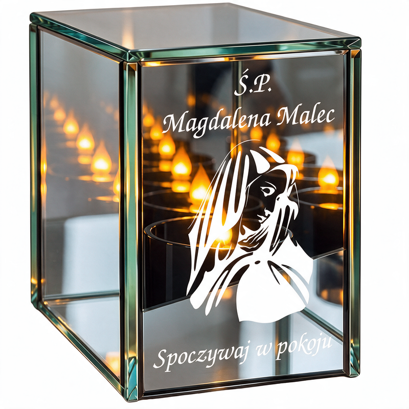 Zestaw nagrobny z personalizowaną tabliczką i świeczką LED